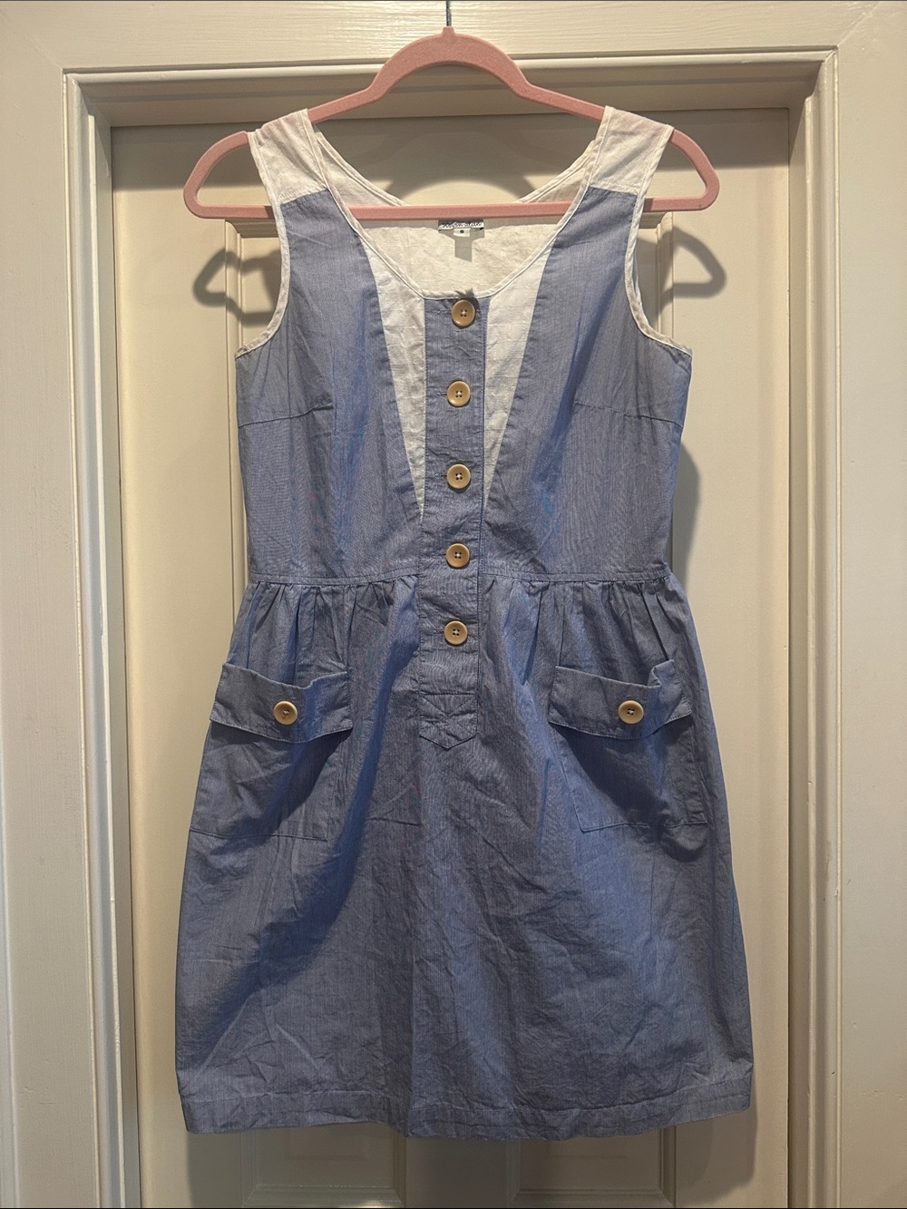 Steven Alan Blue and White Button-Front Mini Dress